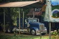 Wesley Crowthers 1987 Kenworth W900 parked under roof shelter Royalty Free Stock Photo