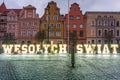 Wesolych Swiat - Merry Christmas in Polish - sign on the market squere of Grudziadz, Poland