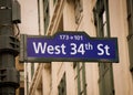 West 34th Street Sign Royalty Free Stock Photo