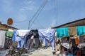 West Africa Guinea capital Conakry typical local house and family view