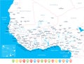 West Africa Map - Vector Illustration Royalty Free Stock Photo