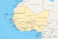 West Africa region, political map