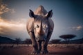 West African black rhinoceros, extinct animal, Generative AI