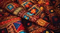 West African Kente Cloth close-up shot. Vibrant and richly patterned fabric from Ghana.