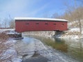 West Arlington Covered Bridge with winter setting in Vermont Royalty Free Stock Photo