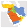 West Asia Region. Map of countries in western Asia or Middle East. Vector illustration Royalty Free Stock Photo