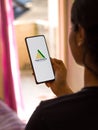 West Bangal, India - August 21, 2021 : Angel Broking logo on phone screen stock image.