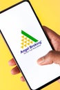 West Bangal, India - August 21, 2021 : Angel Broking logo on phone screen stock image.