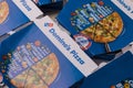 West Bangal, India - August 21, 2021 : Dominos pizza on box stock image.