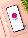 West Bangal, India - December 15, 2021 : Dribbble logo on phone screen stock image.