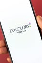 West Bangal, India - January 7, 2022 : Go colours logo on phone screen stock image.