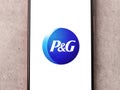 West Bangal, India - October 09, 2021 : Procter and Gamble logo on phone screen stock image. Royalty Free Stock Photo