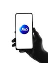 West Bangal, India - October 09, 2021 : Procter and Gamble logo on phone screen stock image. Royalty Free Stock Photo