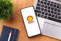 West Bangal, India - October 09, 2021 : Royal Dutch Shell logo on phone screen stock image.