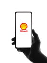 West Bangal, India - October 09, 2021 : Royal Dutch Shell logo on phone screen stock image.