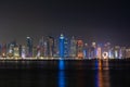 Doha, Qatar - December 3, 2022: The West Bay city skyline at night, Doha, Qatar. Royalty Free Stock Photo