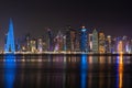 Doha, Qatar - December 6, 2022: The West Bay city skyline at night, Doha, Qatar. Royalty Free Stock Photo