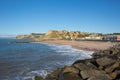 West Bay Dorset uk beach and coastal view to Golden Cap Royalty Free Stock Photo