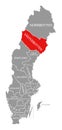 West Bothnia red highlighted in map of Sweden