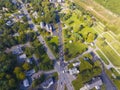 West Boylston historic town center aerial view, MA, USA