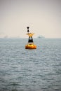 West cardinal buoy at Singapore anchorage. Royalty Free Stock Photo