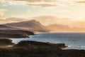 The west coast of Fuerteventura in the evening light from the village of La Pared, Canary Islands, Spain Royalty Free Stock Photo