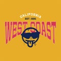 West coast - - humorous typography slogan stylization with graffiti emoji for t shirt printing, tee graphic design