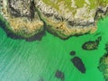 West coast of Ireland. Aerial drone top down view. Green fields and rocky shore. Royalty Free Stock Photo