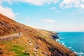 Cliffs by Atlantic Ocean in Dingle, West Ireland with copy space.