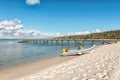 WEST COAST NATIONAL PARK, SOUTH AFRICA, AUGUST 20, 2018: A speedboat at a beach in Kraalbaai in the Langebaan Lagoon on the