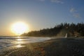 A west coast sunset near Tsusiat Falls on the West Coast Trail, Vancouver Island, Canada Royalty Free Stock Photo