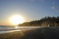 A west coast sunset near Tsusiat Falls on the West Coast Trail, Vancouver Island, Canada Royalty Free Stock Photo