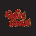 West coast. Vector handwritten lettering isolated.