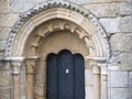 West door of the church of santa maria de mezonzo in romanesque style, la coruna, spain, europe