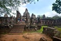 The west entrance of the Bayon temple early in the morning as part of Angkor Wat ruin ancient temple Cambodia 28 December 2013 Royalty Free Stock Photo