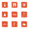 West Europe icons set, grunge style