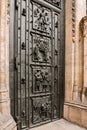 West facade of the Cathedral of Saints Vitus built in the 14th century. Front door with decor, Prague, Czech Republic Royalty Free Stock Photo