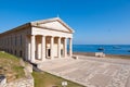 The west facade of the Church of St. George at the Old Fortress. Corfu, Greece.