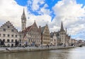 West facade of Post palace with the canal in Korenlei street, Ge Royalty Free Stock Photo