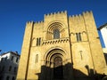 West faÃÂ§ade of the Old Cathedral of Coimbra (SÃÂ© Velha de Coimbra) in Coimbra, PORTUGAL