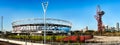 West ham stadium and ArcelorMittal tower with slide for olympics Royalty Free Stock Photo