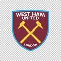 West Ham United England football club emblem on transparent background. Vector illustration