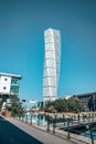 The west harbour area with the Turning Torso skyscraper in Malmo, Sweden. Royalty Free Stock Photo