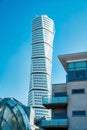 The west harbour area with the Turning Torso skyscraper in Malmo, Sweden. Royalty Free Stock Photo