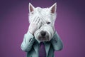 a west highland white terrier in stress , created with Generative AI technology Royalty Free Stock Photo