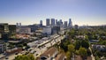 The West Hollywood high rise buildings from Beverly Hills - Los Angeles Drone footage - LOS ANGELES, UNITED STATES -