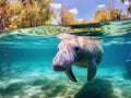 Ai Generated illustration Wildlife Concept of West India Manatee Royalty Free Stock Photo