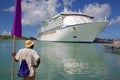 West Indies, Caribbean, Antigua, St Johns, Cruise Ship in Port