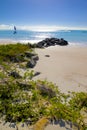 West Indies, Caribbean, Antigua, St Mary, Jolly Harbour, Beach & Hobie Cat Royalty Free Stock Photo