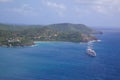 West Indies, Caribbean, Antigua, View of entrance to Falmouth Harbour